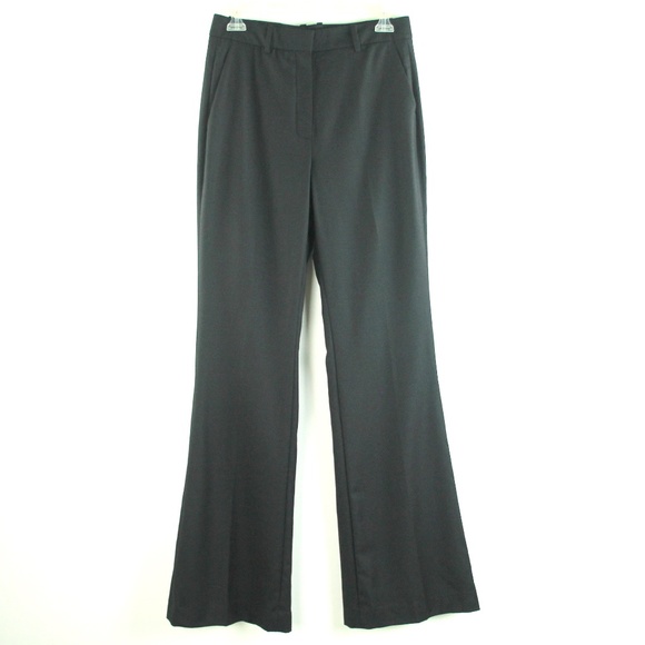 Theory Demitria HW Black Sleek Flannel 2 Wool Flared High Waist Pants 4 - Picture 2 of 6